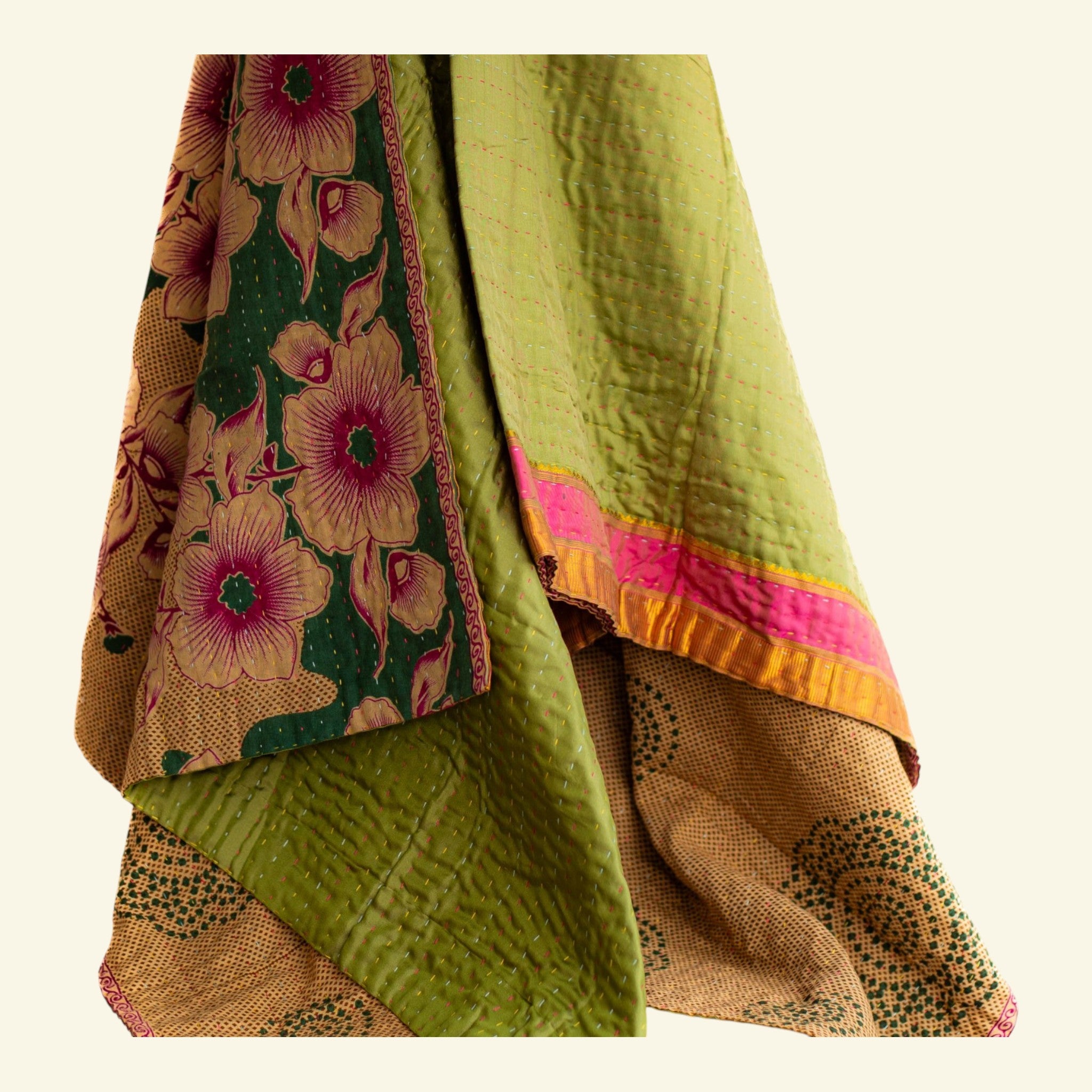 Colorful fabric with floral patterns on a white background