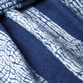 Close-up of blue and white patterned fabric