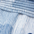 Close-up of blue and white striped fabric
