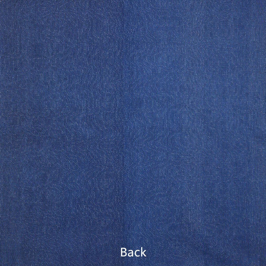 Solid blue fabric swatch on a white background
