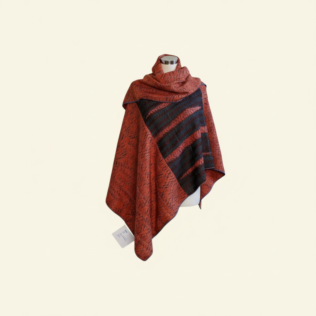 Rust & Charcoal Diagonal Pattern Stole